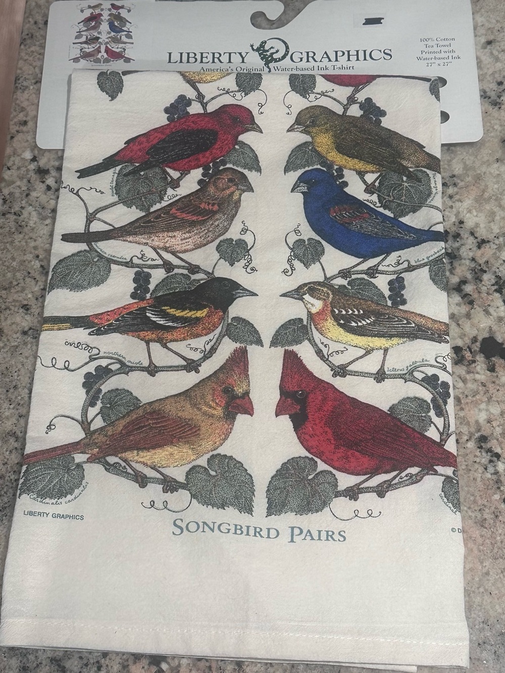Songbird Pairs Decorative Bird Tea Towel - Multi